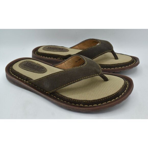 Born Mens Size 8 Owen Dark Grey Distressed Leather Flip Flop Thong Sandals Shoes - Picture 2 of 7